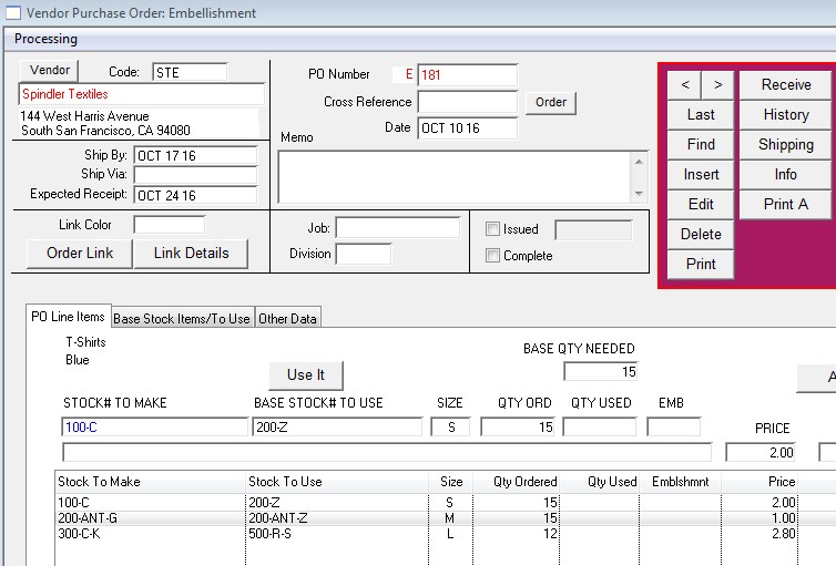 Perfectfit User Guide Purchase Orders Embellishment Perfectfit User Guide