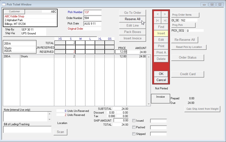 Perfectfit User Guide Overview Of The Pick Ticket Module Perfectfit